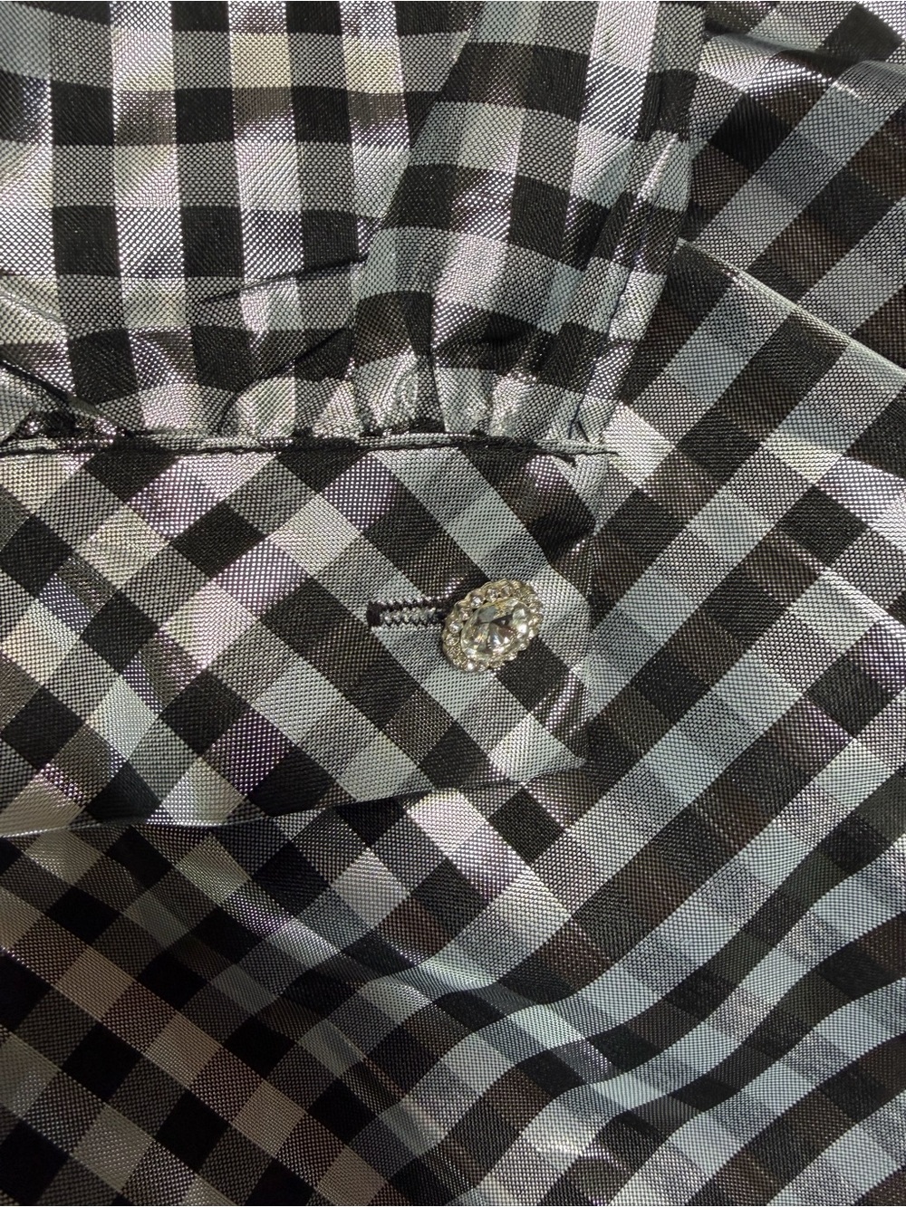 Sister Jane Black and White Gingham Dress with Rhinestone Button - Picture 3 of 5